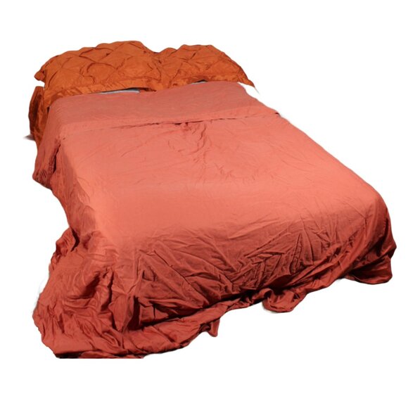 Linden Street 100% Egyptian Cotton Flat Sheet Queen/Small King Size Terracotta - Picture 1 of 6